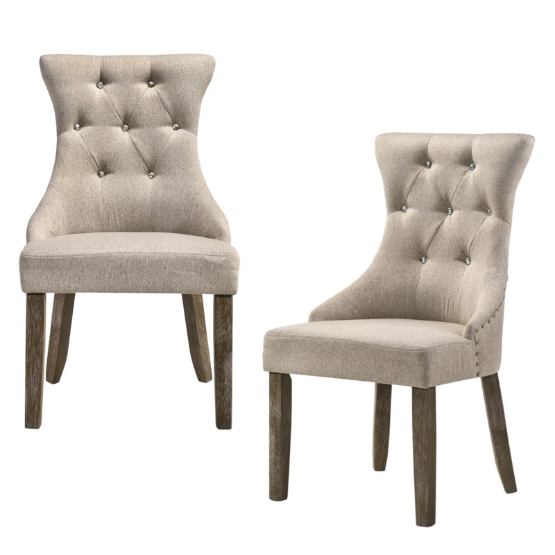 Ensemble de deux chaises d'appoint en tissu capitonné gris