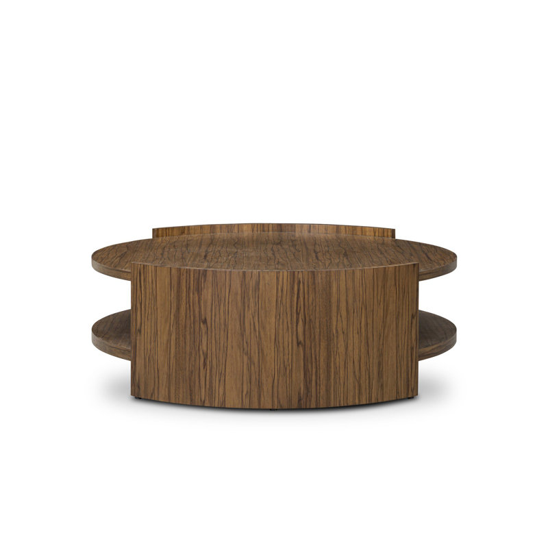 Damari Round Coffee Table-Medium Brown Limba
