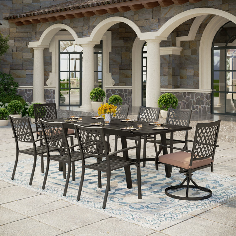 Alyah Rectangular 8-Person 84" Long Dining Set with Cushions