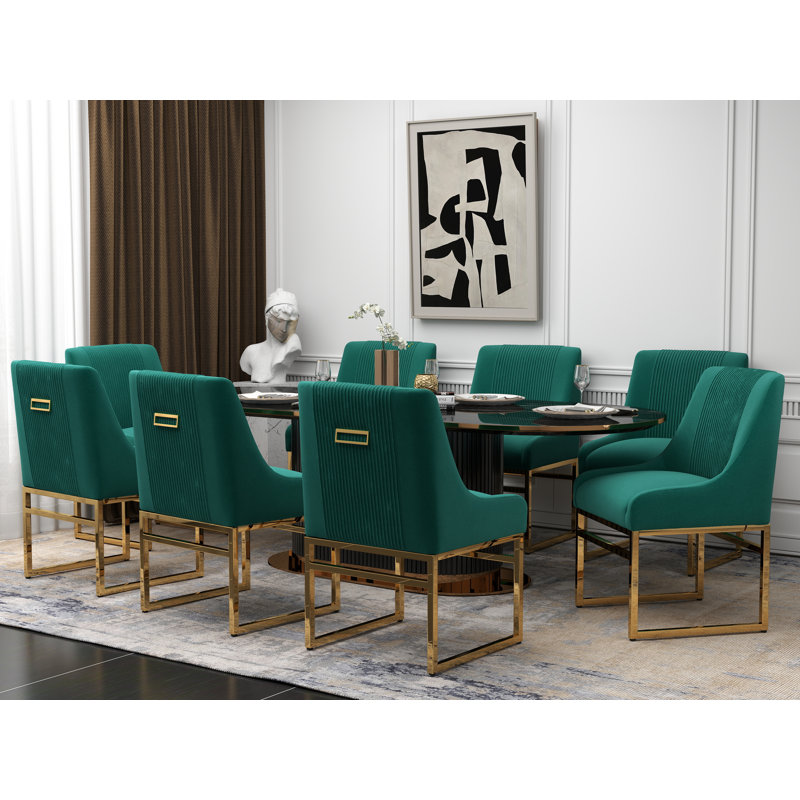 Chaise d'appoint en velours Baudel, 8, Vert