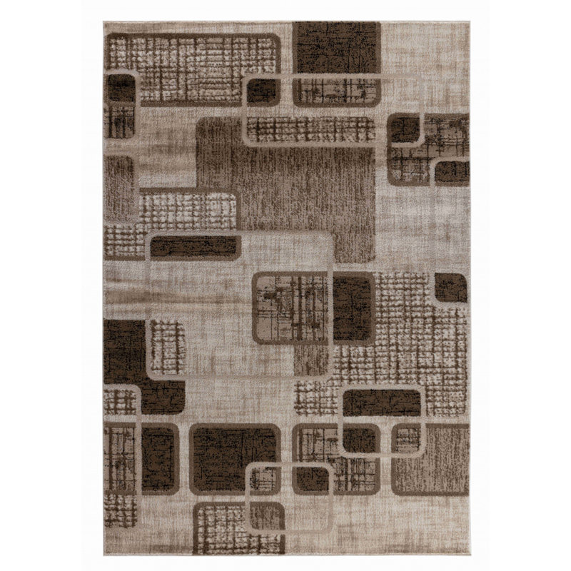 Rug Branch Nico 8' x 11' (7'10" x 10'10") Brown/Beige Geometric Indoor Area Rug, Contemporary, Low Pile, Stain-Resistant Carpet - Living Room, Bedroom, Dining Room, and Kitchen