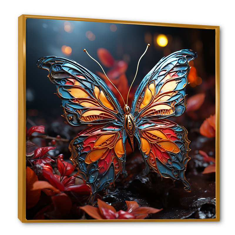 «Butterfly Fantasy Flight I», reproduction d'art sur toile, H 24 po x l 24 po x P 1 po, Cadre flottant doré