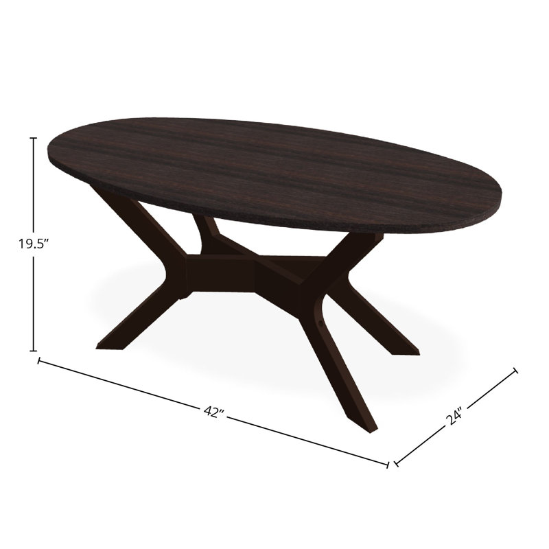Table basse d'extérieur 24 po x 42 po, Brun / Kona, Polymère de qualité marine