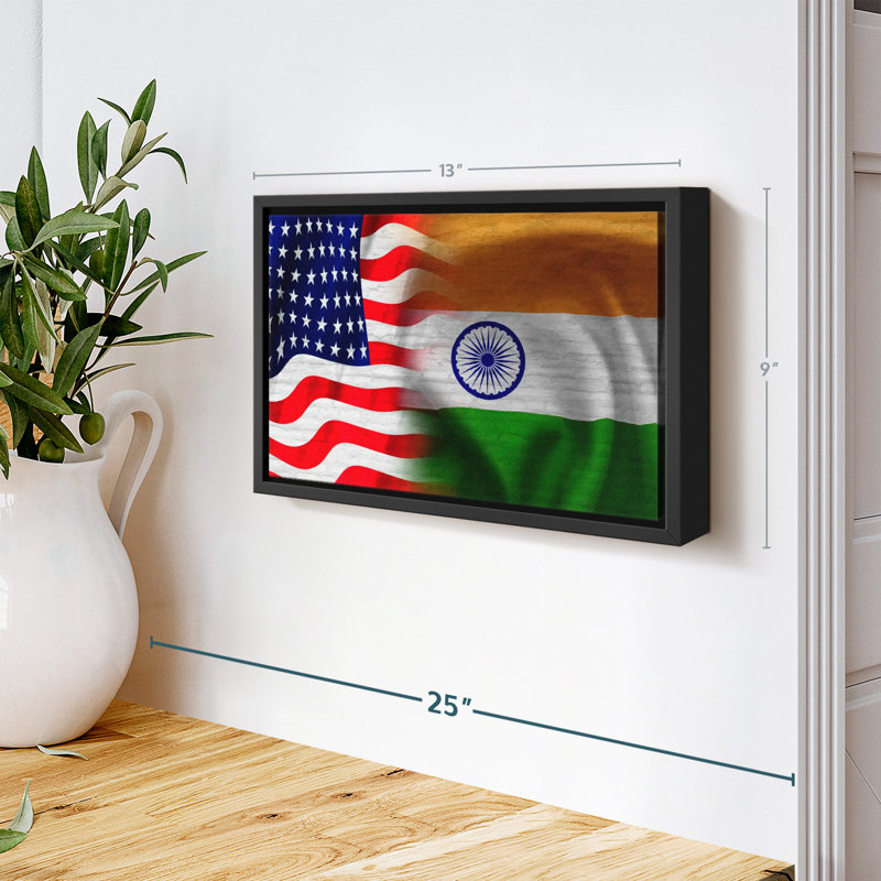 "Inde et drapeau américain, art mural", H 13 po x l 9 po