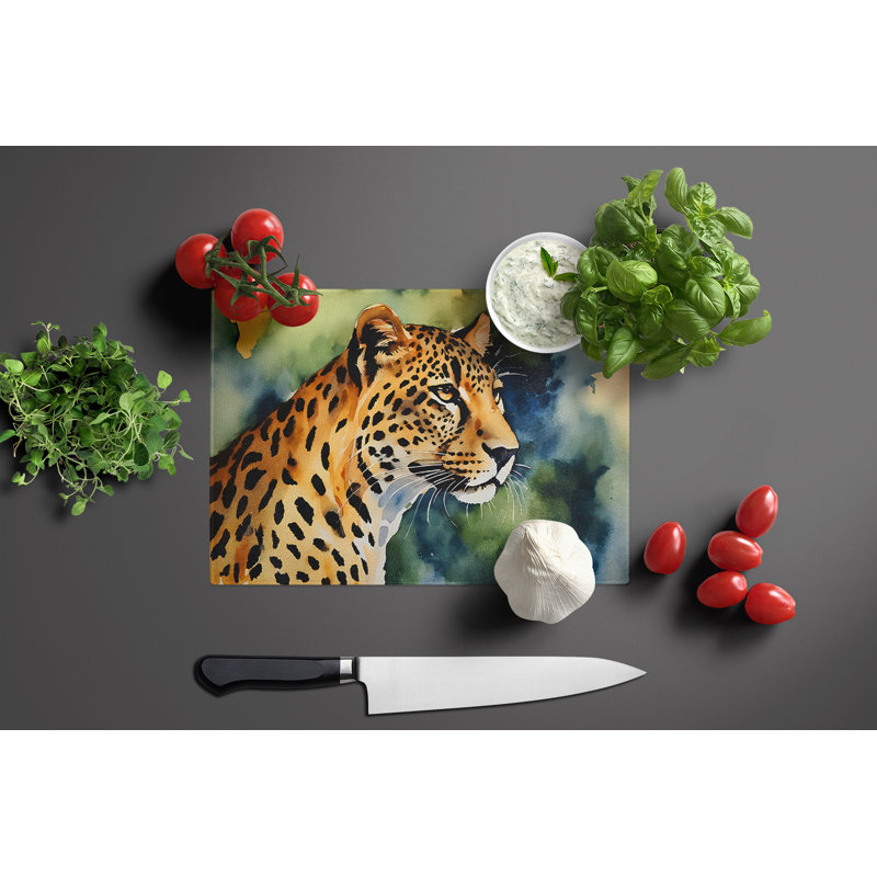Leopard Glass Cutting Board Large