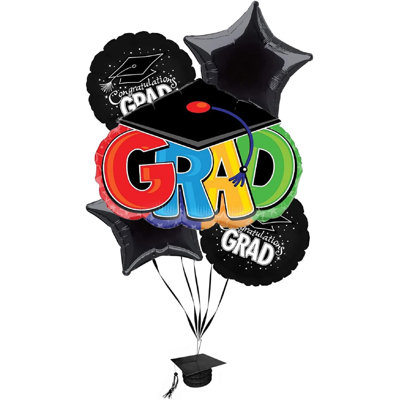 Bouquet de ballons en forme de chapeau de GPU Graduation Congrats Grad (5 / pqt) Pqt / 1