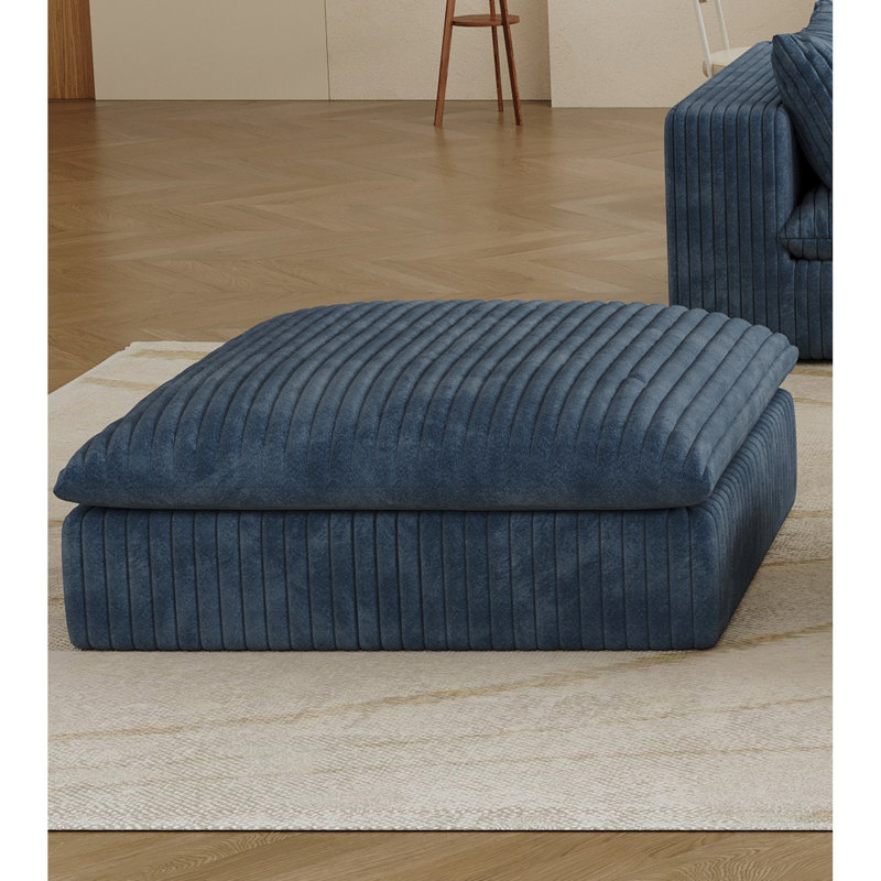 Nuage avec tissu velours côtelé bleu, siège profond, conception à deux couches, coussin amovible, aucun assemblage pour la chambre à coucher. Siège rembourré en plumes, confort luxueux, agencement modulaire flexible, doux