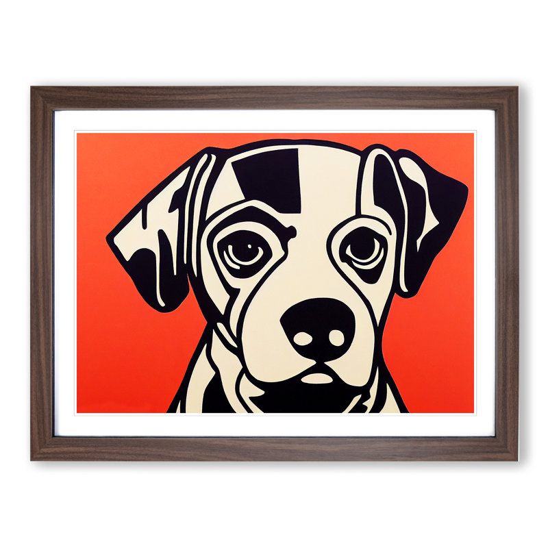 Dog Vol.2 - Single Picture Frame Painting, 25cm H x 34cm W x 2cm D, Walnut