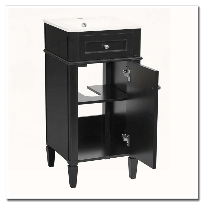 Meuble-lavabo de 16 po avec lavabo en céramique, Noir