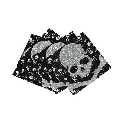 Crossbones Large Cotton Sateen Cocktail Napkins
