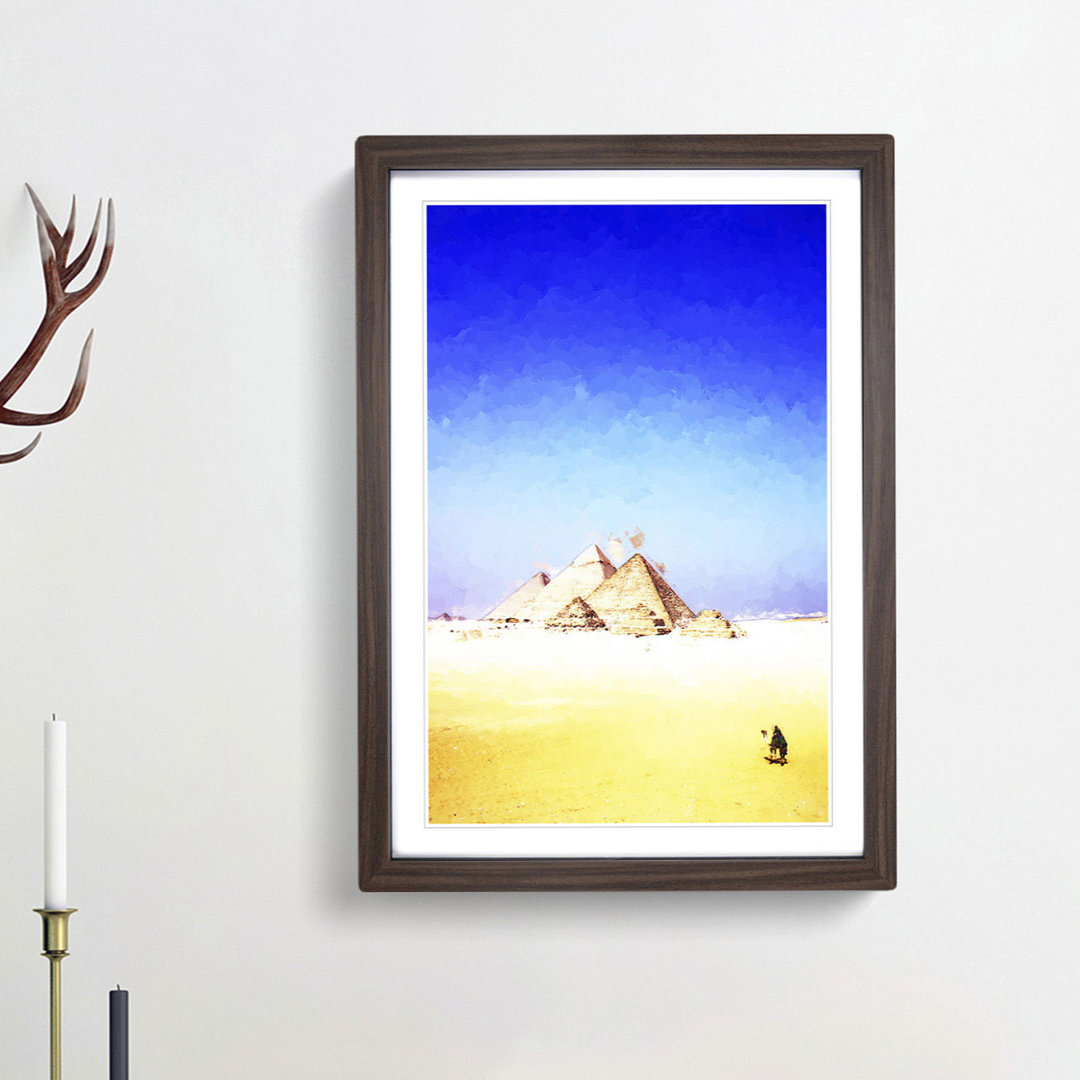 Camel by the Pyramids of Giza in Abstract - Picture Frame Graphic Art Print