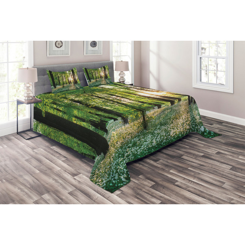 Forest Rustic Coverlet, King Bedspread + 2 Shams