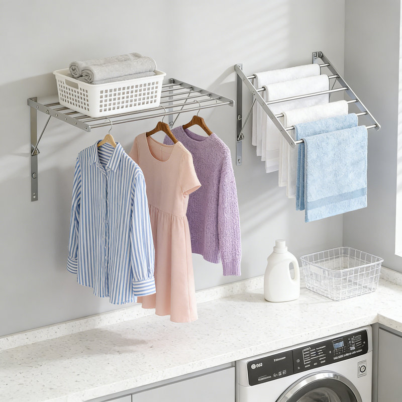 Wall Mounted Laundry Drying Rack,Retractable Clothes Drying Rack
