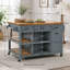 Chariot pour îlot de cuisine 52 po avec plateau en bois d'hévéa et rangement