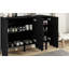 Armoire à chaussures minimaliste avec 5 pieds en bois massif, armoire buffet avec tablettes réglables, grande armoire de rangement avec portes ondulées-120109499