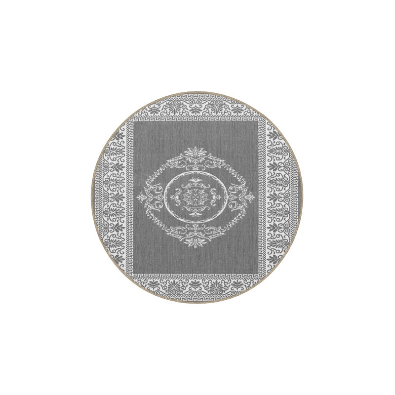 Tapis tissé rond lavable à motif traditionnel, Sous-tapis rond 3 pi 3 po inclus