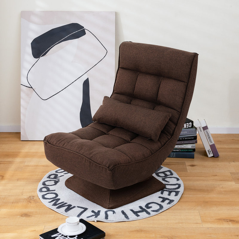 Ebern Designs Reclining Ergonomic Swiveling Floor Game Chair, Brown