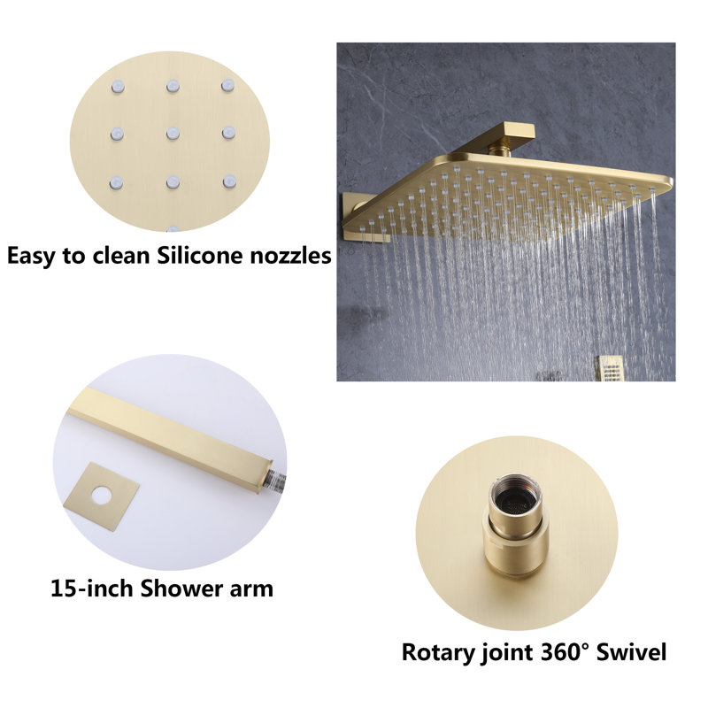 All-In-One Kit with Rough in-Valve, Brushed Gold