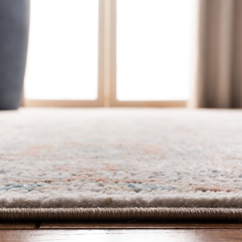 Ivory and Grey Hand-Knotted Wool Runner Rug