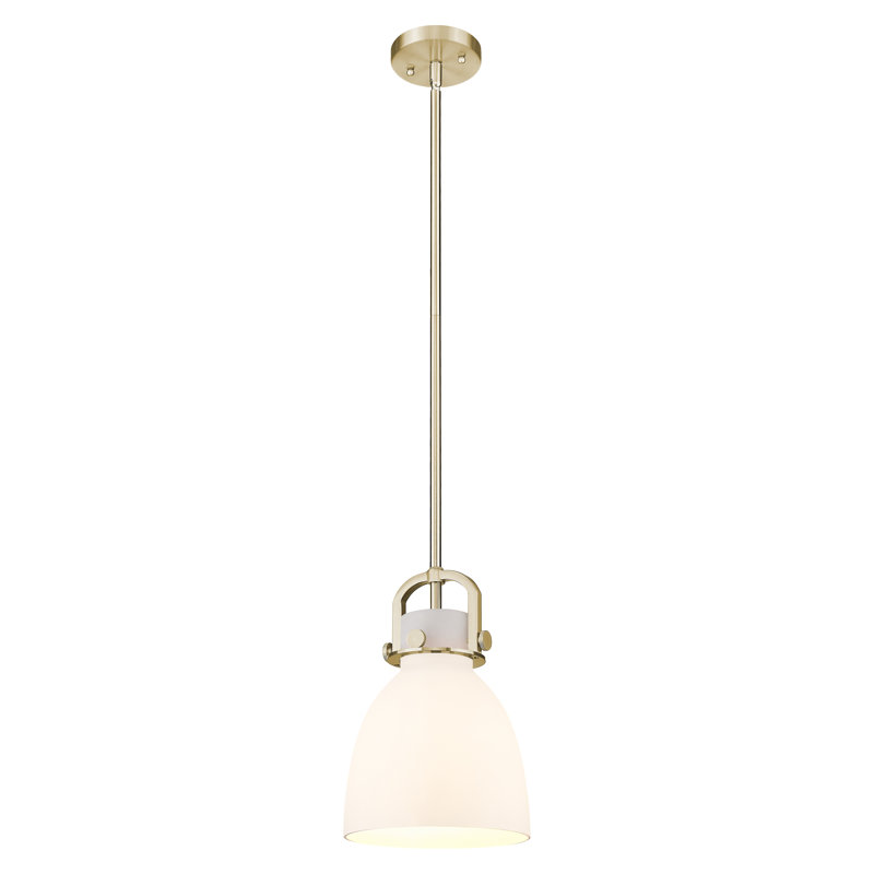 Luminaire suspendu à tige 1 lumière Wimbush 18 po, H 11,75 po x l 8 po x P 8 po, Bronze champagne, Blanc