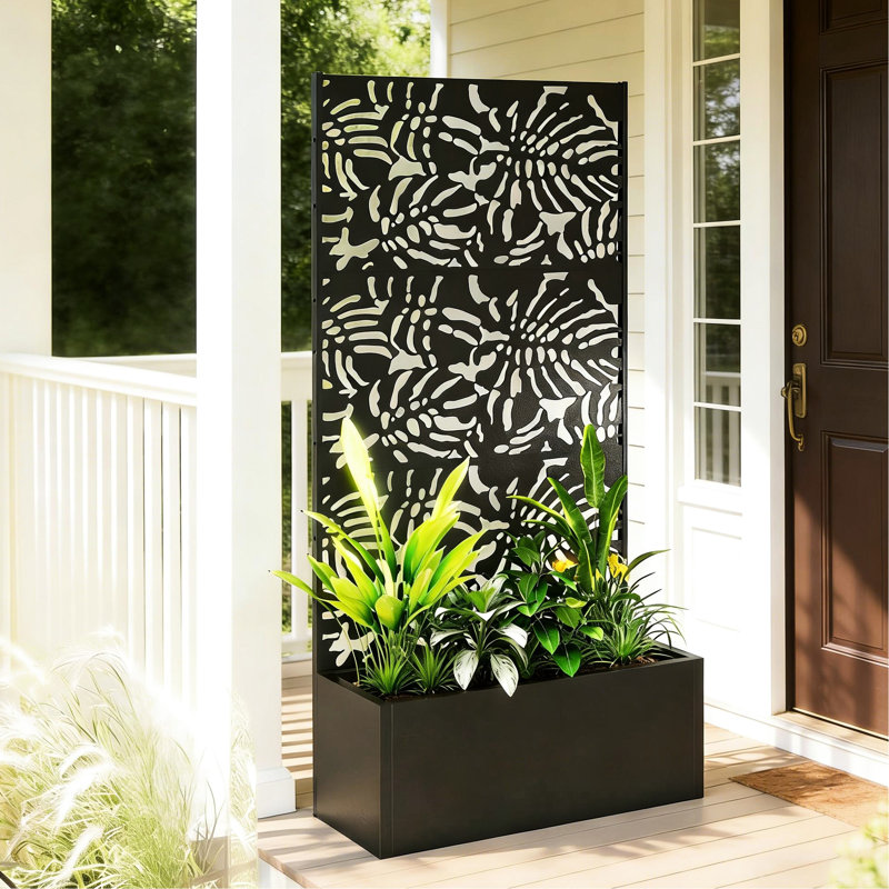 Jardinière treillis avec structure métallique spacieuse, dimensions : 90 cm (L) x 37,5 cm (l) x 180 cm (H), capacité de charge : 50 kg, drainage intégré, panneau banane pour la culture verticale, treillis adapté aux balcons, drainage