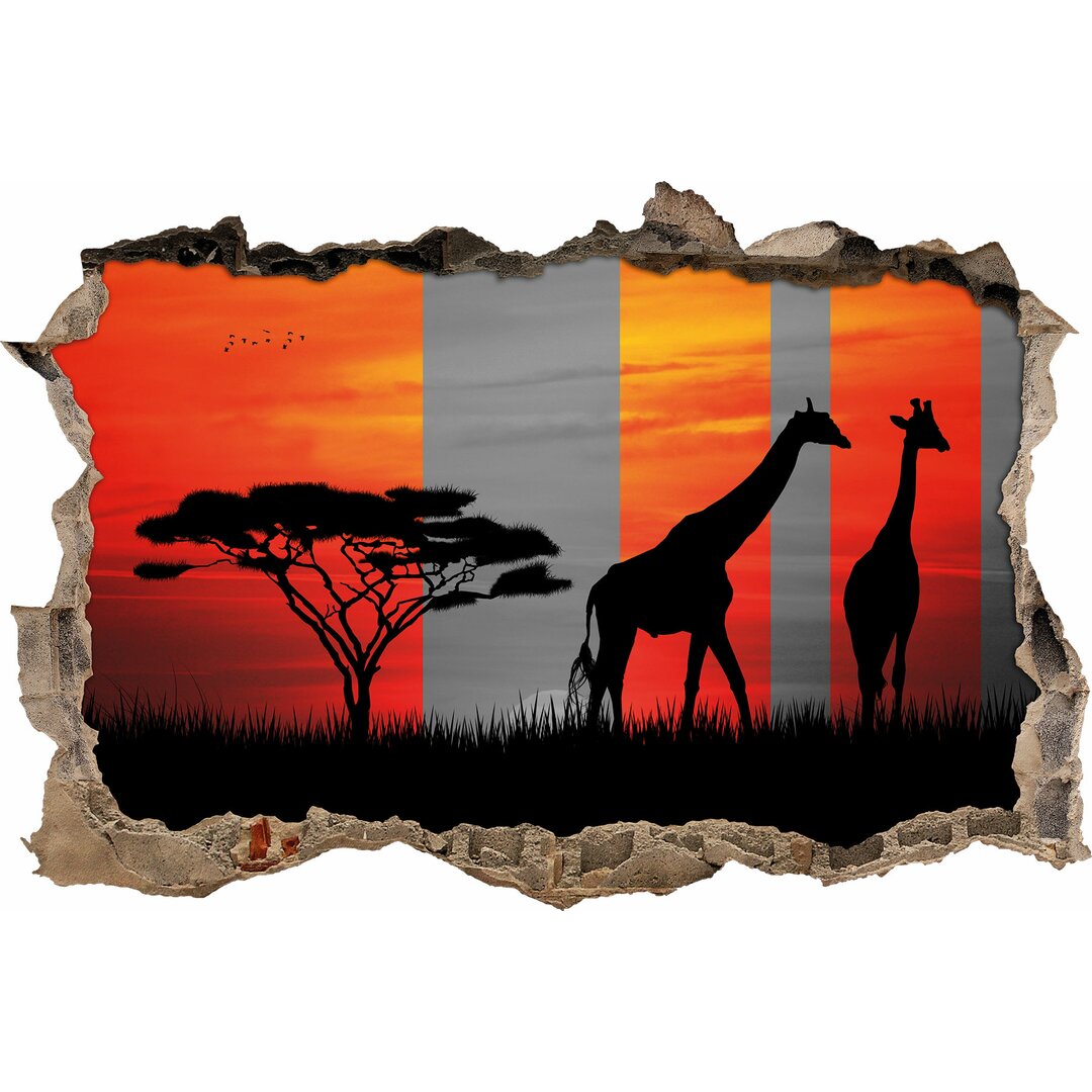 Wandtattoo Afrika Giraffen im Sonnenuntergang