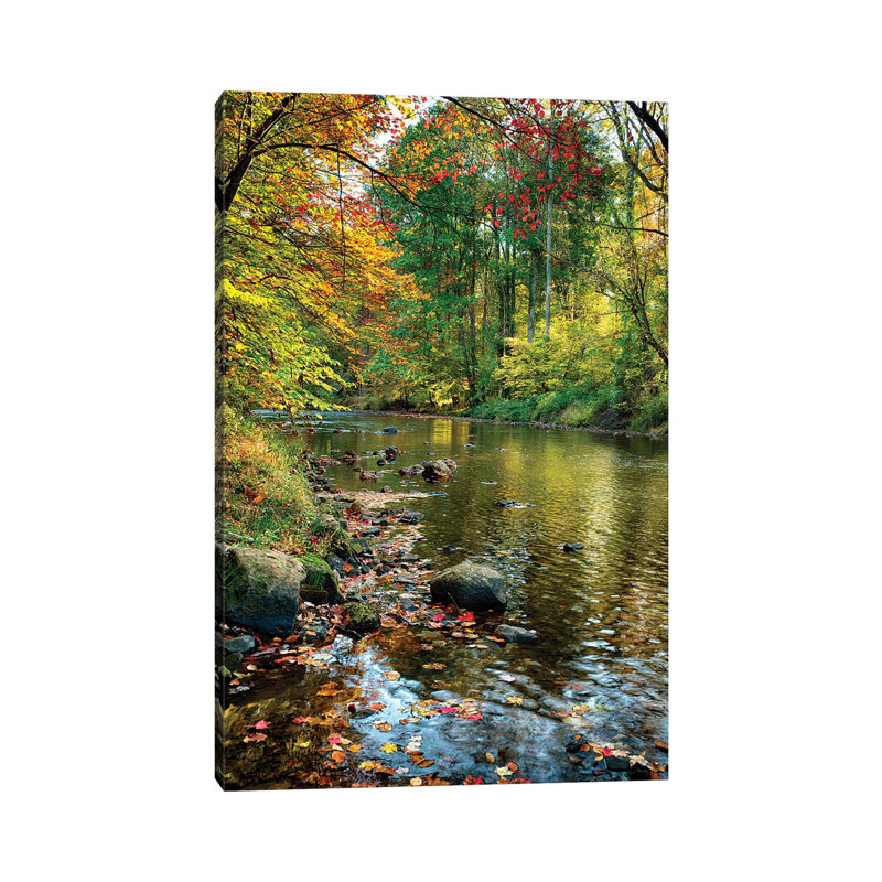 Fall Scene with a Creek, Oldwick, New Jersey 1 Piece Wrapped Canvas Wall Art, 66.04 cm H x 45.72 cm W x 3.175 cm D