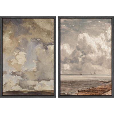«Moody Gothic Animals Goat Skull Dark Floral Botanical Daisies Artwork Paintings», 2 pièces