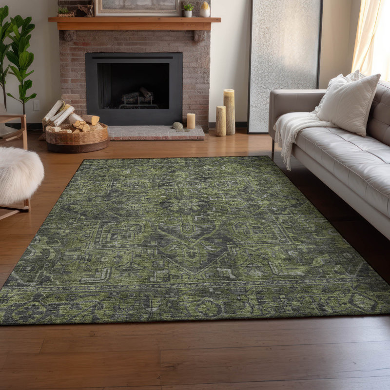 Tapis vert Cerrito AMF571 lavable à la machine de qualité supérieure, Rectangle 10 pi x 14 pi