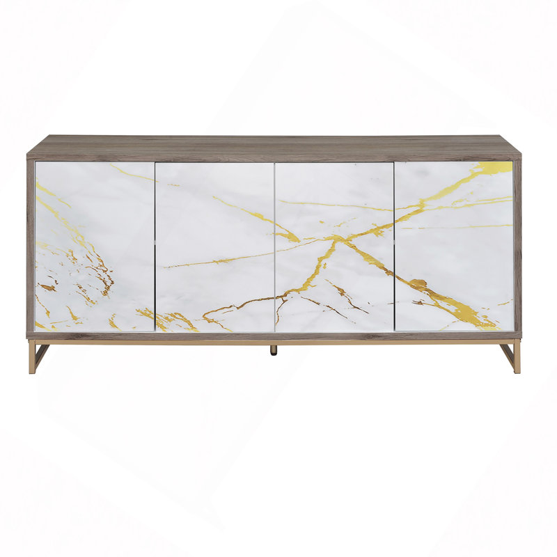 Paavan Marble Paint Oak Console Cabinet