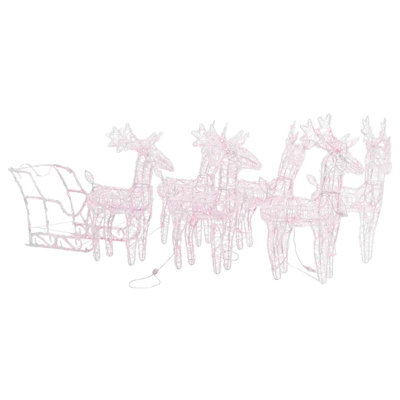 Lighted Reindeer and Sleigh Christmas Decoration with LEDs Acrylic
