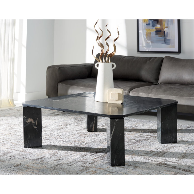 Ghislaine Marble Top Single Coffee Table, Black