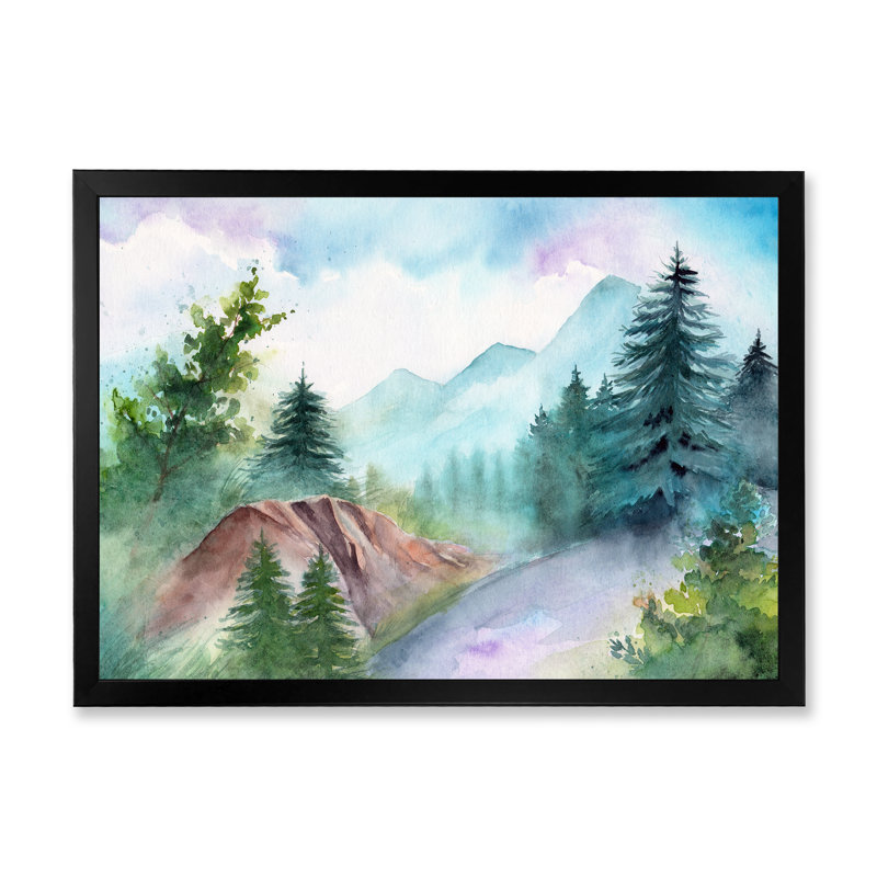 «Landscape with Forest Road and Distant Mountains», reproduction sur toile, H 16 po x l 32 po