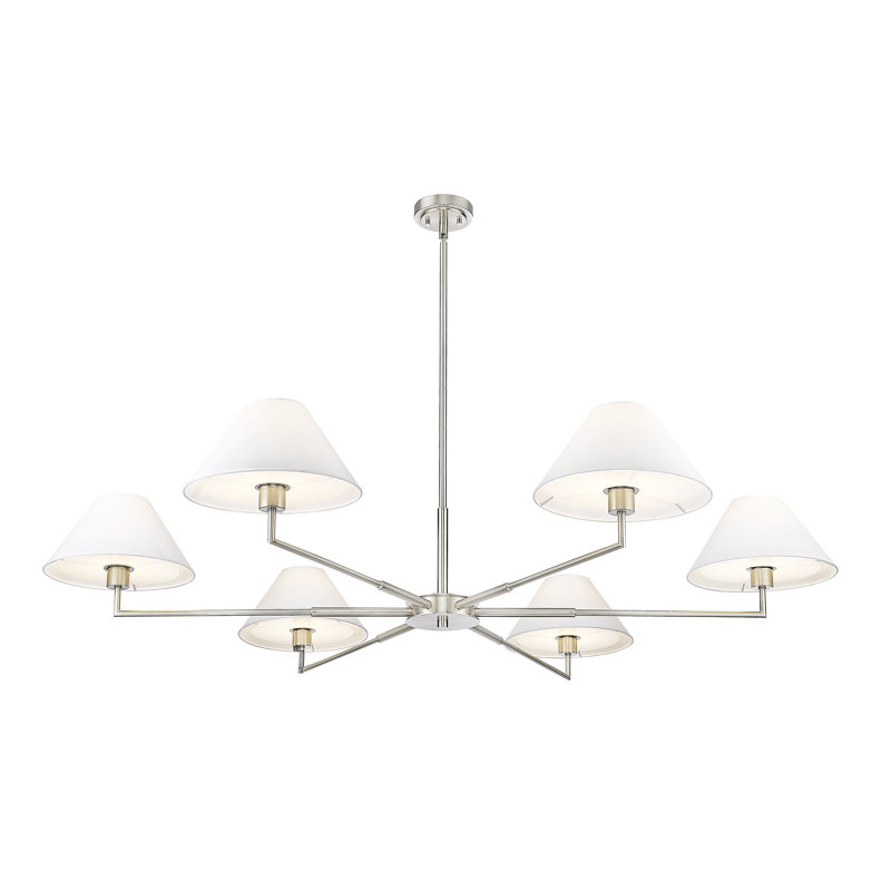 Lustre 6 lumières Ryckman en noir mat, Nickel brossé
