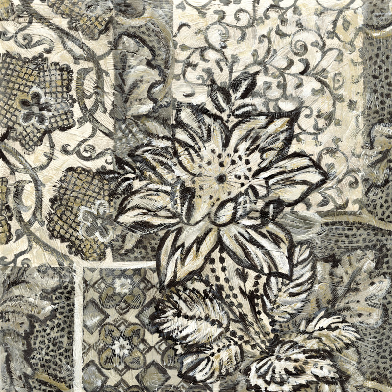 Printed Graphic Chintz I (D) by Chariklia Zarris - Wrapped Canvas Painting, 30cm H x 30cm W x 3.8cm D
