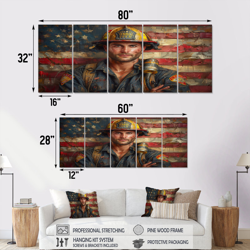 Ensemble de décoration murale Patriot Firefighter Hero II - Pompier, H 28 po x l 60 po
