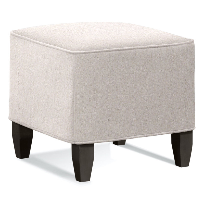 Brooklyn Square Ottoman, White Sugar Performance Polypropylene/Olefin, Nickel