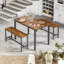 Nyellie Rustic Industrial 4 - Person Dining Set with Kitchen Table and Chairs, Metal Frame-734806844