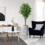 Arbre artificiel dans un pot de fleurs moderne, faux arbre en soie ficus (décoration en pot et arbre)-116650726-116650716