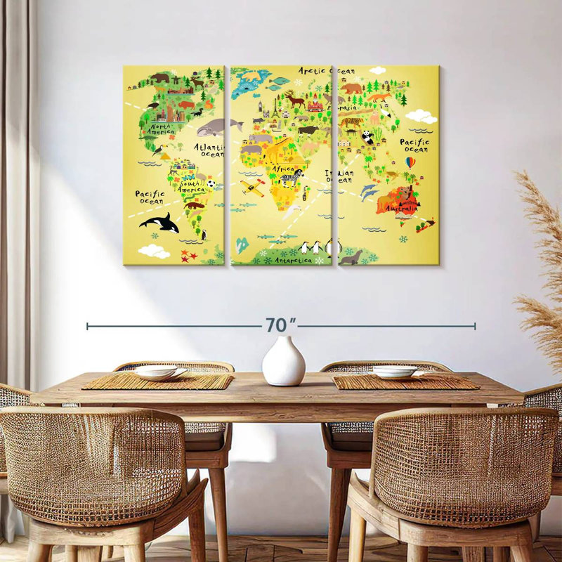 Keiri Educational Animal World Map, 36" H x 57" W