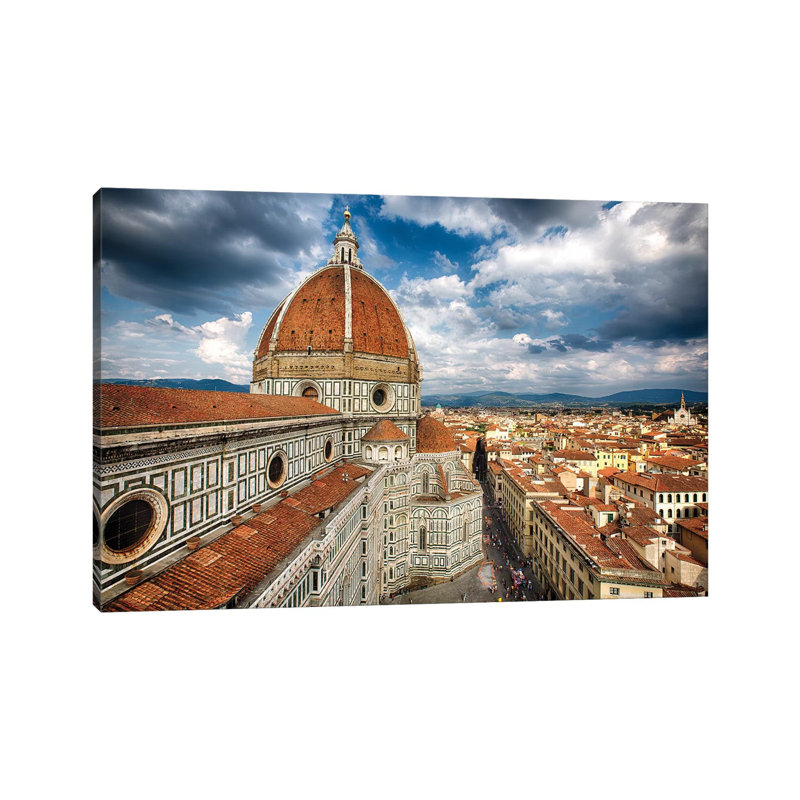 Dome Of The Basilica Of Saint Mary Of The Flower, Florence, Tuscany, Italy by George Oze - Wrapped Canvas Print