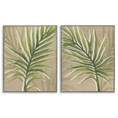 Feuilles de palmier naturelles, ensemble de 2 giclées encadrées, design par June Erica Vess