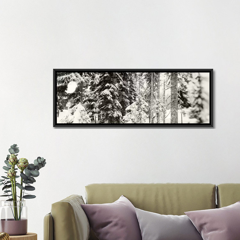« stevensing », reproduction de photo sur toile en noir et blanc recouvert de neige, H 16 po x l 48 po x P 1,5 po