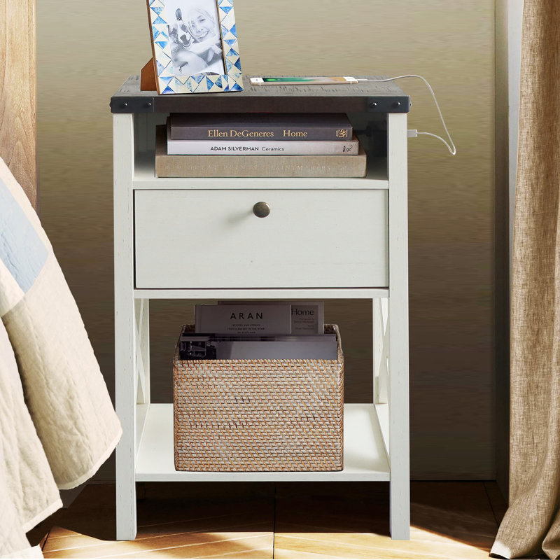 Vishesh 16'' W Nightstand, White Oak