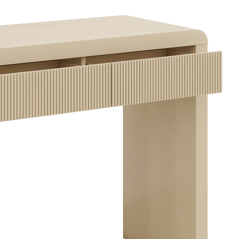 Console rustique avec façade de tiroir cannelée, table d'entrée, Abricot