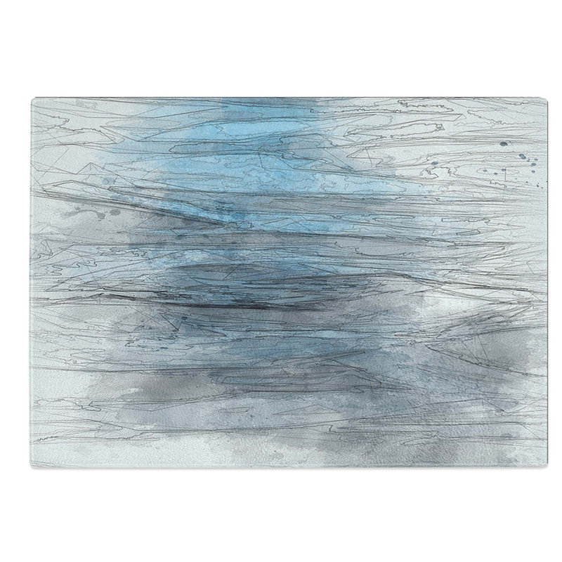 Tempered Glass Dark Water Chopping Board, 39 cm W x 28.5 cm L