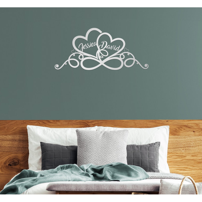 Coeurs et infini, décoration murale en métal Love Art avec votre texte personnalisé pour mariage, cadeau de la Saint-Valentin