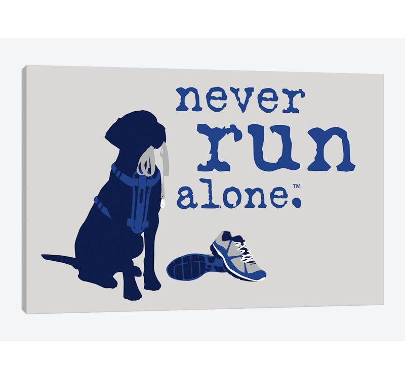 «Never Run Alone», impression sur toile, H 26 po x l 40 po x P 1,5 po, Pas de tapis, Toile tendue