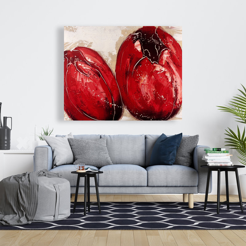 Two Red Tulips - Floral Red Canvas for Home Decor