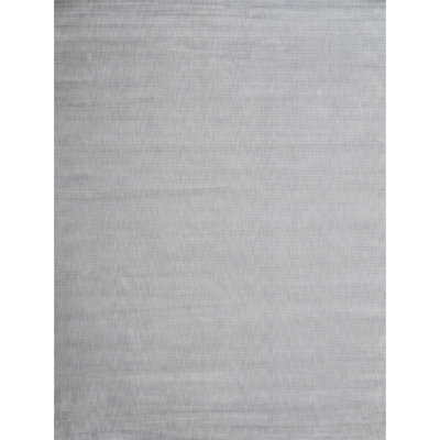 Tapis rectangulaire en soie noué à la main en argent